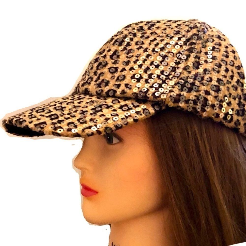 Hat Bling baseball hat sequin leopard print
